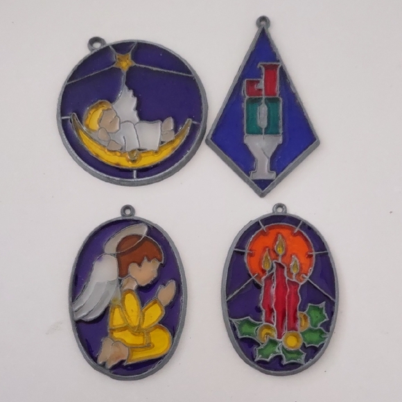 Vintage Other - Stained Glass Style Ornaments Set